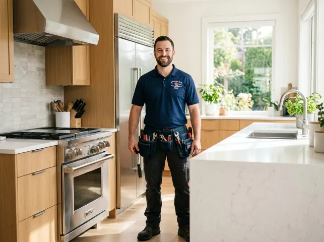 Appliance Repair Hero technician in a Boyertown, PA kitchen after an appliance repair
